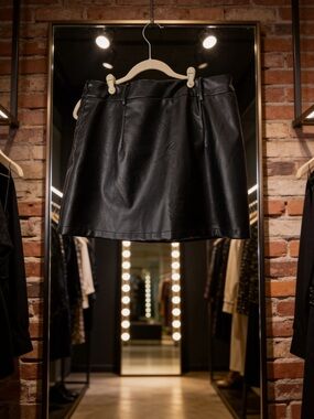 Black Faux Leather Mini Skort